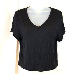 Olivia Rae Black VNeck Stretch Shirt Large NWT Minimalist Wardrobe Basic Top
